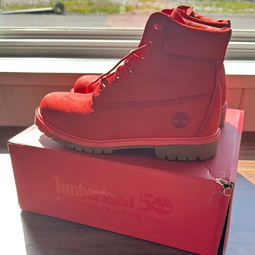 Timberland 6in waterproof Bold Red Boots men’s size 6 - Picture 2 of 7